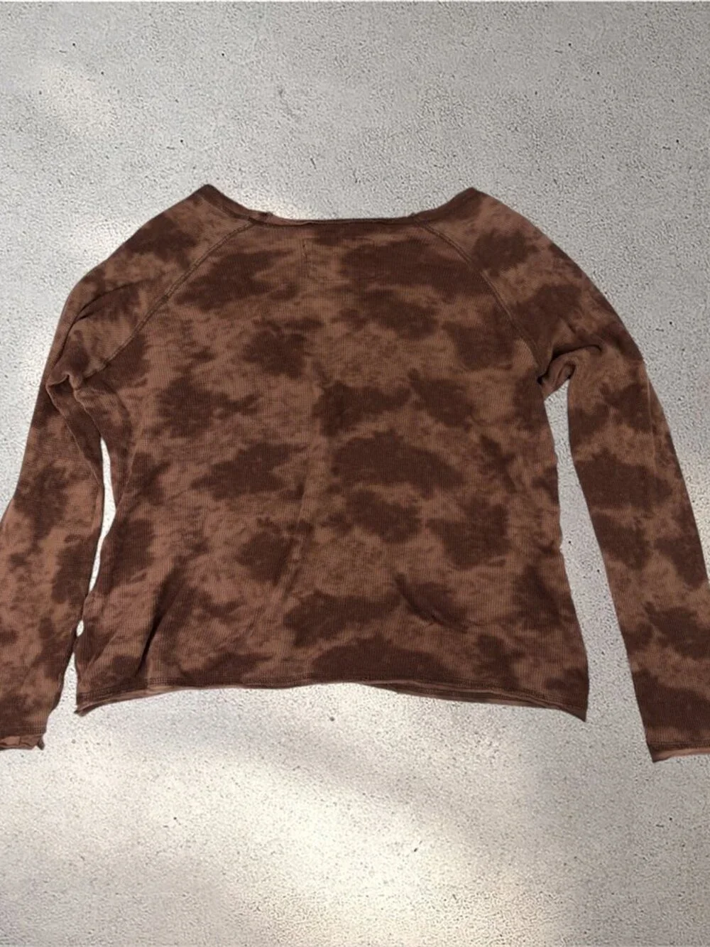 Y2K Cheetah Tie Dye Long Sleeve Women's XL Brown Distressed Shabby Chic Grunge
